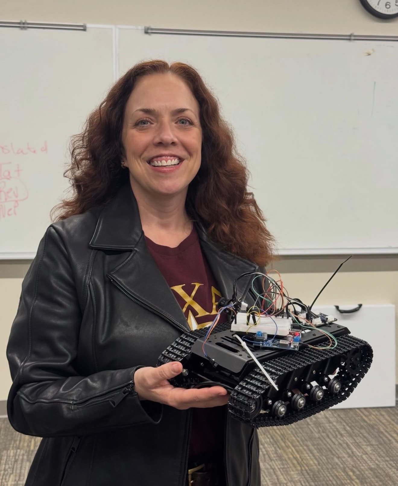 RAS Diane Welker Holding Robot Photo